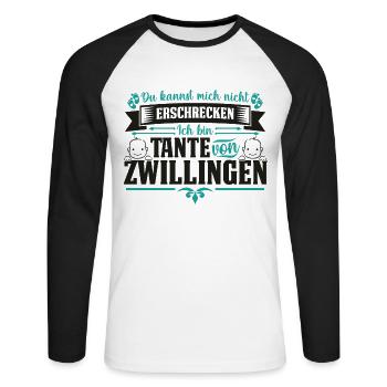 Tante von Zwillingen nicht erschrecken beste der - Unisex Baseballshirt langarm - Weiß/Schwarz - Vorne - Nik (191cm)
