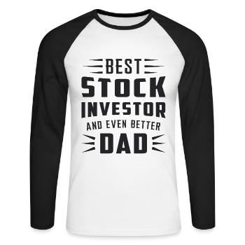 Actions Marché boursier Trader négociation idée de cadeau - T-shirt baseball manches longues Homme - blanc/noir - Devant - Nik (191cm)