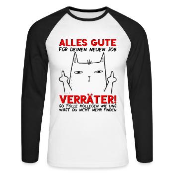 Jobwechsel Neuer Job Abschied Abschiedsgeschenk - Unisex Baseballshirt langarm - Weiß/Schwarz - Vorne - Nik (191cm)
