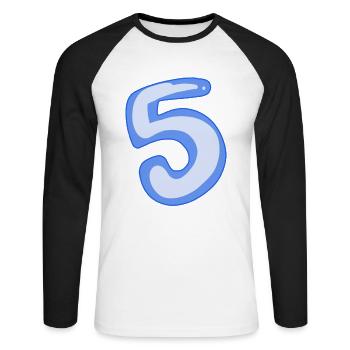 5 Bleu - T-shirt baseball manches longues Homme - blanc/noir - Devant - Nik (191cm)