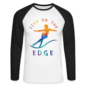 Patinage, patinage de vitesse - T-shirt baseball manches longues Homme - blanc/noir - Devant - Nik (191cm)