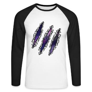 Scratch Galaxy Spatial - T-shirt baseball manches longues Homme - blanc/noir - Devant - Nik (191cm)