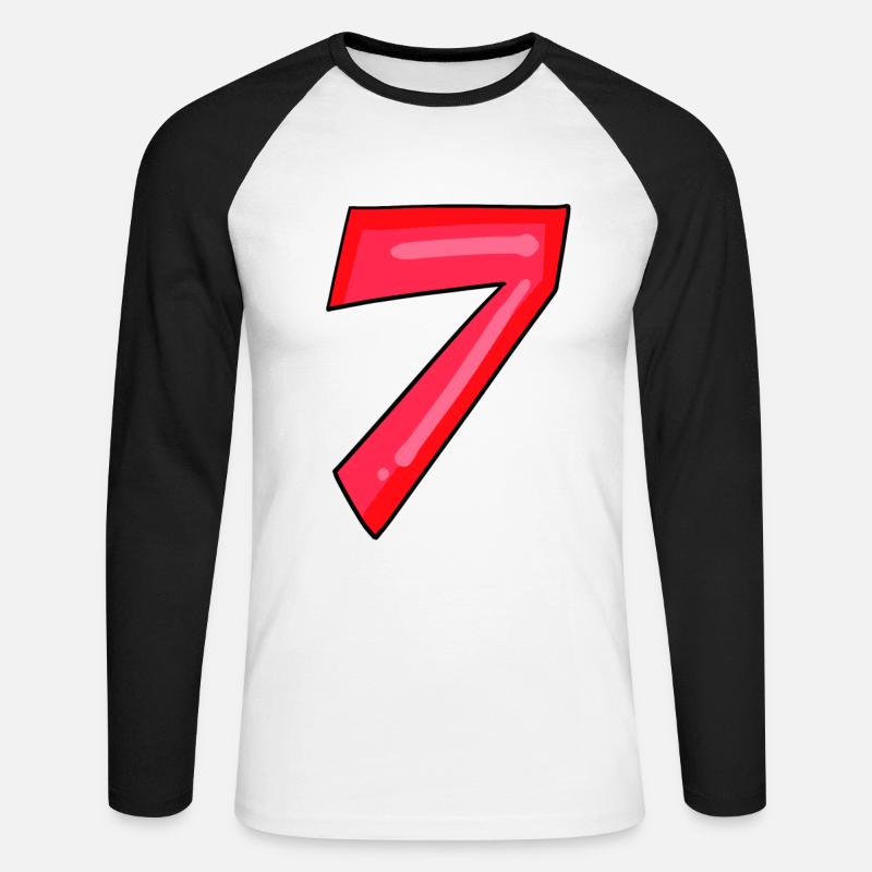 7 rot - Unisex Baseballshirt langarm - Weiß/Schwarz