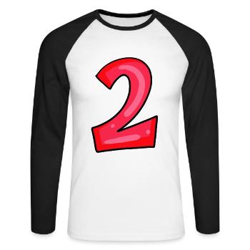 2 rot - Unisex Baseballshirt langarm - Weiß/Schwarz - Vorne - Nik (191cm)