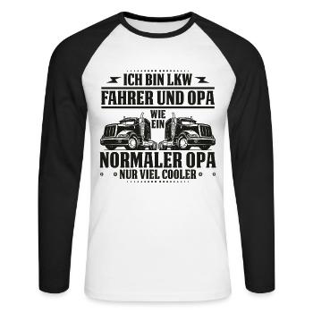 LKW Fahrer und Opa Trucker Fernfahrer Großvater - Unisex Baseballshirt langarm - Weiß/Schwarz - Vorne - Nik (191cm)