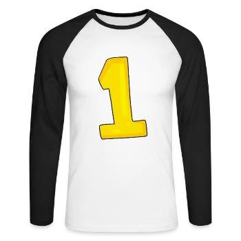 1 jaune - T-shirt baseball manches longues Homme - blanc/noir - Devant - Nik (191cm)