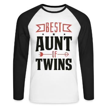 Beste Tante von Zwillingen Verkündung - Unisex Baseballshirt langarm - Weiß/Schwarz - Vorne - Nik (191cm)