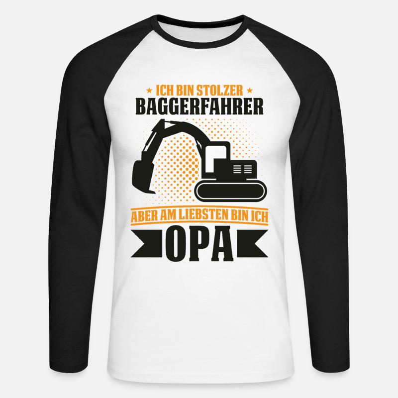 Stolzer Baggerfahrer Baggerführer und Opa - Unisex Baseballshirt langarm - Weiß/Schwarz