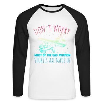 Pilote Vol Aviator Vol Cadeau - T-shirt baseball manches longues Homme - blanc/noir - Devant - Nik (191cm)