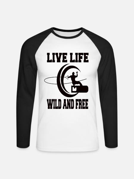 wakeboarding - Unisex Long Sleeve Baseball T-Shirt - white/black