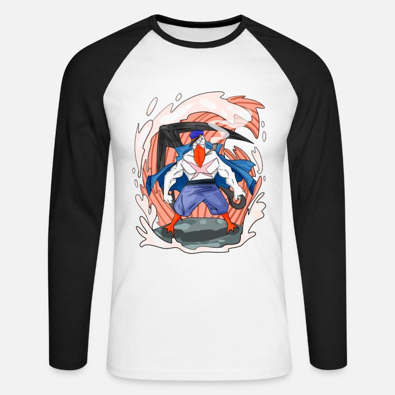 Möwe mit Anker - Unisex Baseballshirt langarm - Weiß/Schwarz