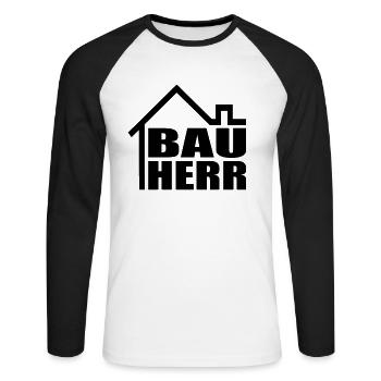 Bauherr Hausbau Bauherren Richtfest Haus Bauherr - Unisex Baseballshirt langarm - Weiß/Schwarz - Vorne - Nik (191cm)