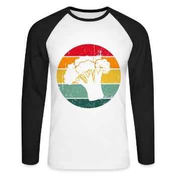 Vintage Brocoli Brocoli Brocoli En bonne santé - T-shirt baseball manches longues Homme - blanc/noir - Devant - Nik (191cm)