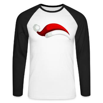 Bonnet de Noël Nicolas - T-shirt baseball manches longues Homme - blanc/noir - Devant - Nik (191cm)