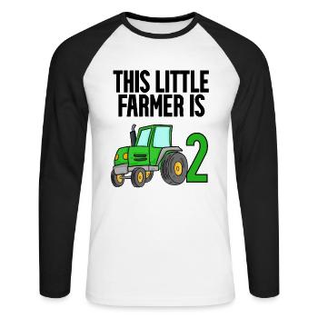 Tractor 2 years Boy 2nd birthday son - Unisex Long Sleeve Baseball T-Shirt - white/black - Front - Nik (191cm)