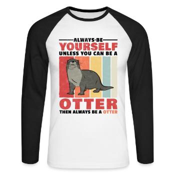 Loutre toi-même la loutre cadeau de loutre - T-shirt baseball manches longues Homme - blanc/noir - Devant - Nik (191cm)