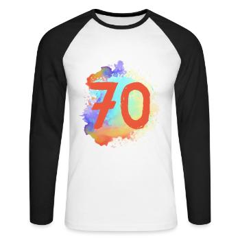 70 Number of blobs - Unisex Long Sleeve Baseball T-Shirt - white/black - Front - Nik (191cm)