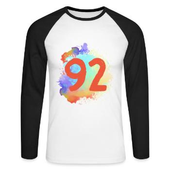 92 Nombre d’objets blob - T-shirt baseball manches longues Homme - blanc/noir - Devant - Nik (191cm)