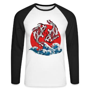 Koi Poisson - T-shirt baseball manches longues Homme - blanc/noir - Devant - Nik (191cm)