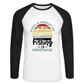 Fishing Fishing Is Importanter - Unisex Long Sleeve Baseball T-Shirt - white/black - Front - Nik (191cm)