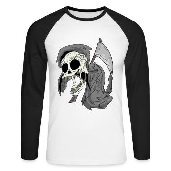 Sensenmann lacht lustig - Unisex Baseballshirt langarm - Weiß/Schwarz - Vorne - Nik (191cm)
