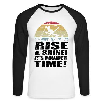 Sunset Freestyle-Ski Skiing Winter Sport Skifahrer - Unisex Baseballshirt langarm - Weiß/Schwarz - Vorne - Nik (191cm)