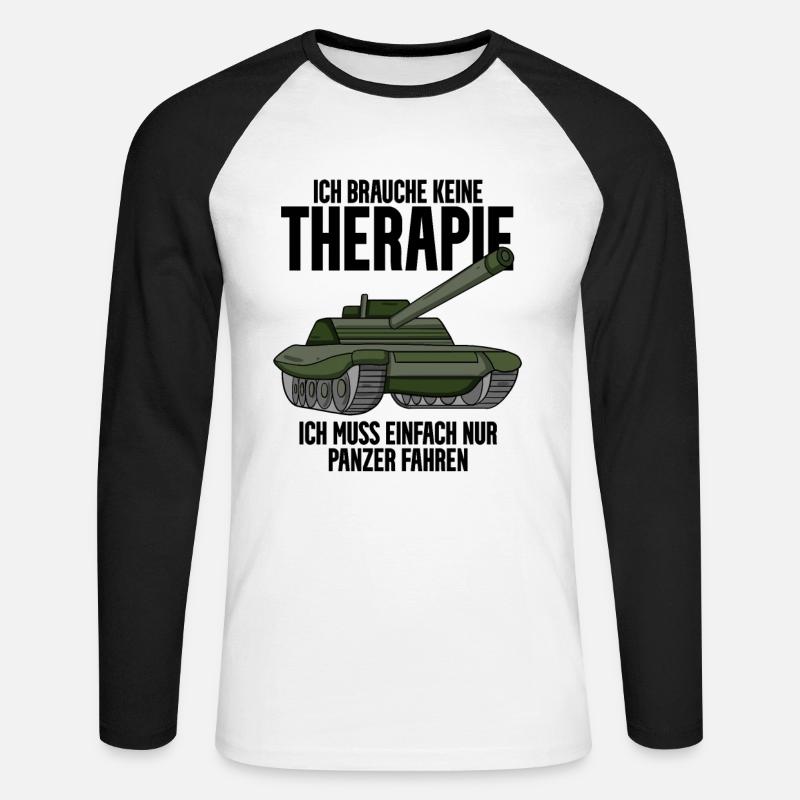 Panzer Militär Geschenk - Unisex Baseballshirt langarm - Weiß/Schwarz