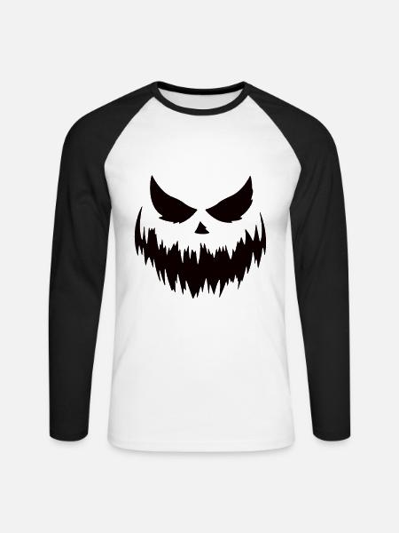 Pumpkin Halloween - Unisex Long Sleeve Baseball T-Shirt - white/black