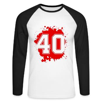 40 nombre de taches - T-shirt baseball manches longues Homme - blanc/noir - Devant - Nik (191cm)