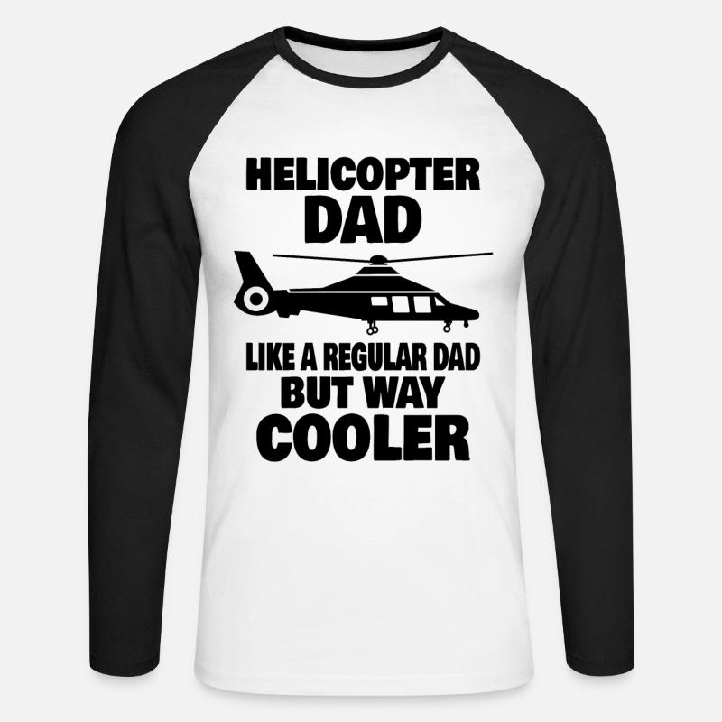 Hubschrauberpilot Luftfahrt Helicopter Dad - Unisex Baseballshirt langarm - Weiß/Schwarz