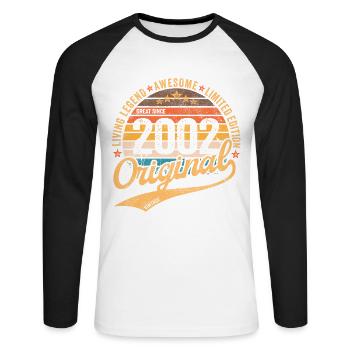2002 Anniversaire Rétro vintage né en 2002 - T-shirt baseball manches longues Homme - blanc/noir - Devant - Nik (191cm)