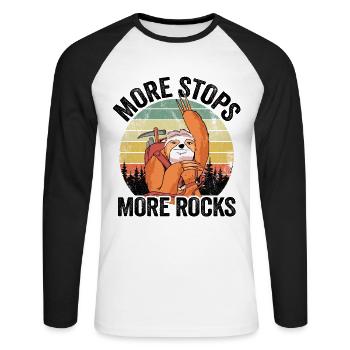 More Stops More Rocks Vintage Sunset Retro Sloth - Unisex Long Sleeve Baseball T-Shirt - white/black - Front - Nik (191cm)