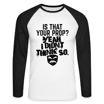 Théâtre Masques - T-shirt baseball manches longues Homme - blanc/noir - Devant - Nik (191cm)