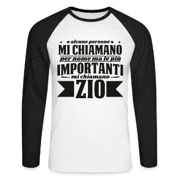 Alcune Persone Mi Chiamano Per Nome Zio - Unisex Baseballshirt langarm - Weiß/Schwarz - Vorne - Nik (191cm)