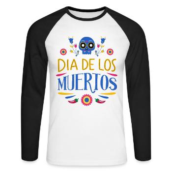 Dia de los Muertos - Unisex Long Sleeve Baseball T-Shirt - white/black - Front - Nik (191cm)