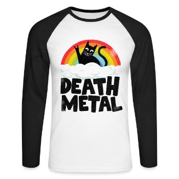 Death Metal Funny Death Metal - Unisex Long Sleeve Baseball T-Shirt - white/black - Front - Nik (191cm)