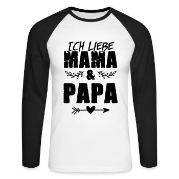 Ich Liebe Mama und Papa - Unisex Baseballshirt langarm - Weiß/Schwarz - Vorne - Nik (191cm)