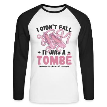 Didn't Fall Tombé Ballerina Love To Dance - Unisex Long Sleeve Baseball T-Shirt - white/black - Front - Nik (191cm)