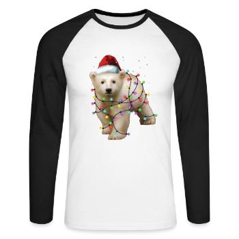Weihnachten Eisbär - Lustige Weihnachten Süßes Tiergeschenk - Unisex Baseballshirt langarm - Weiß/Schwarz - Vorne - Nik (191cm)