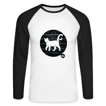9c niveau chat vintage pour grimpeurs à l’escalade - T-shirt baseball manches longues Homme - blanc/noir - Devant - Nik (191cm)