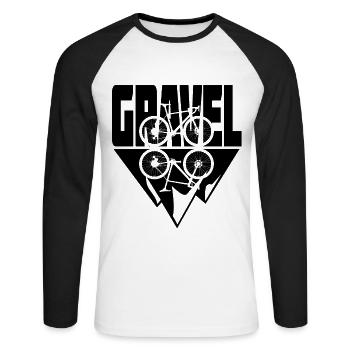 Gravel Bike Mountains Reflection Bike - Unisex Long Sleeve Baseball T-Shirt - white/black - Front - Nik (191cm)