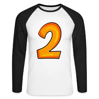 2 - T-shirt baseball manches longues Homme - blanc/noir - Devant - Nik (191cm)