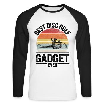 Best Disc Golf Gadget Ever Chainsaw Frisbee Golf - Unisex Long Sleeve Baseball T-Shirt - white/black - Front - Nik (191cm)