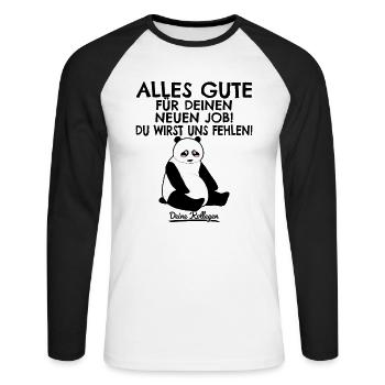 Jobwechsel Neuer Job Abschied Abschiedsgeschenk - Unisex Baseballshirt langarm - Weiß/Schwarz - Vorne - Nik (191cm)