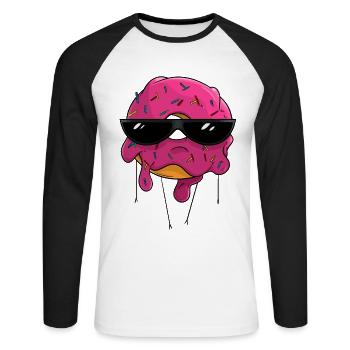 Délicieux beignet - T-shirt baseball manches longues Homme - blanc/noir - Devant - Nik (191cm)