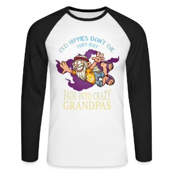 Alte Hippies Sterben Nicht, Sie Werden Einfach - Unisex Baseballshirt langarm - Weiß/Schwarz - Vorne - Nik (191cm)