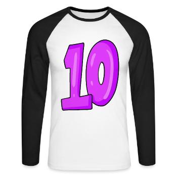 10 - Unisex Long Sleeve Baseball T-Shirt - white/black - Front - Nik (191cm)
