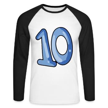 10 - Unisex Long Sleeve Baseball T-Shirt - white/black - Front - Nik (191cm)