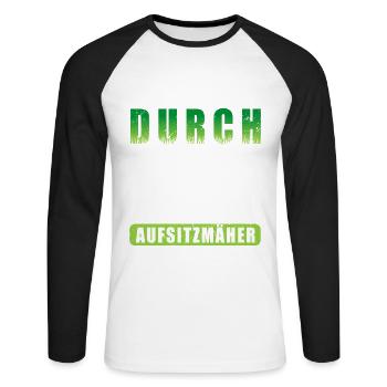 Rasentraktor Aufsitzrasenmäher Aufsitzmäher Rasen - Unisex Baseballshirt langarm - Weiß/Schwarz - Vorne - Nik (191cm)