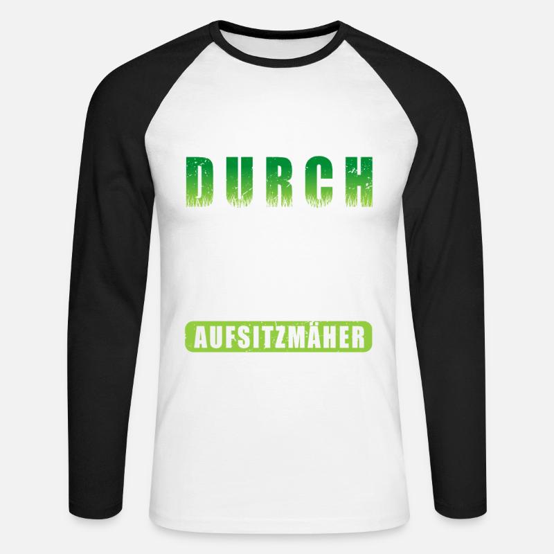 Rasentraktor Aufsitzrasenmäher Aufsitzmäher Rasen - Unisex Baseballshirt langarm - Weiß/Schwarz